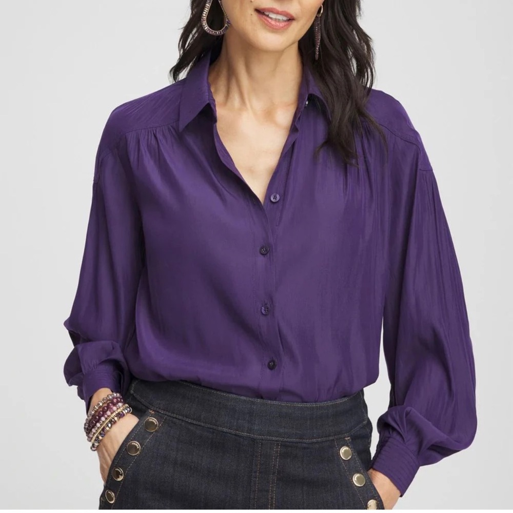 Chico's Deep Purple Button Down Shirt